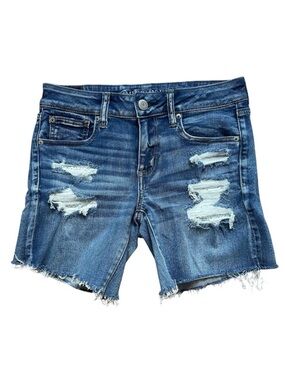 American Eagle Distressed Cutoff Jean Shorts w/Lace Appliqué - Size 8